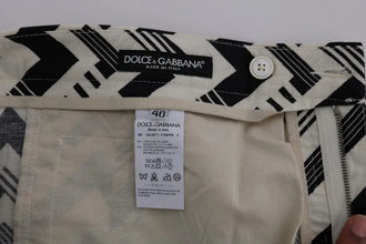White Black Striped Cotton Linen Shorts Dolce & Gabbana