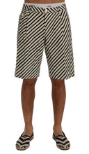 White Black Striped Hemp Casual Shorts Dolce & Gabbana