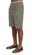 White Black Striped Hemp Casual Shorts Dolce & Gabbana