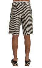 White Black Striped Hemp Casual Shorts Dolce & Gabbana