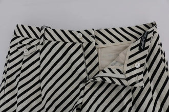 White Black Striped Hemp Casual Shorts Dolce & Gabbana
