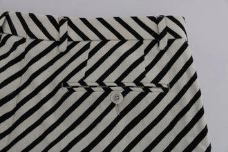 White Black Striped Hemp Casual Shorts Dolce & Gabbana