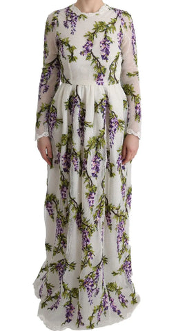 White Floral Embroidered Maxi Dress Dolce & Gabbana
