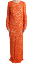 Orange Floral Ricamo Sheath Long Dress Dolce & Gabbana
