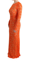 Orange Floral Ricamo Sheath Long Dress Dolce & Gabbana