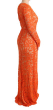 Orange Floral Ricamo Sheath Long Dress Dolce & Gabbana