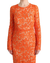 Orange Floral Ricamo Sheath Long Dress Dolce & Gabbana