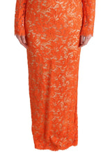 Orange Floral Ricamo Sheath Long Dress Dolce & Gabbana