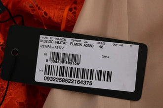 Orange Floral Ricamo Sheath Long Dress Dolce & Gabbana