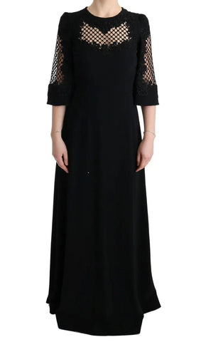 Black Stretch Shift Long Maxi Dress Dolce & Gabbana