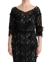 Black Cotton Silk Floral Long Dress Dolce & Gabbana