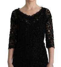 Black Floral Ricamo Sheath Long Dress Dolce & Gabbana