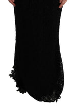 Black Floral Ricamo Sheath Long Dress Dolce & Gabbana