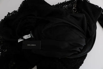 Black Floral Ricamo Sheath Long Dress Dolce & Gabbana