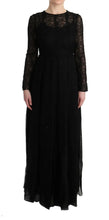 Black Floral Lace Sheath Silk Dress Dolce & Gabbana