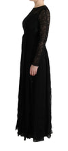 Black Floral Lace Sheath Silk Dress Dolce & Gabbana
