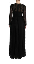 Black Floral Lace Sheath Silk Dress Dolce & Gabbana