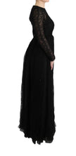 Black Floral Lace Sheath Silk Dress Dolce & Gabbana