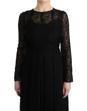 Black Floral Lace Sheath Silk Dress Dolce & Gabbana
