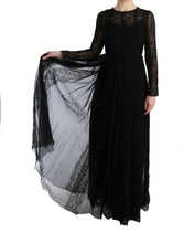Black Floral Lace Sheath Silk Dress Dolce & Gabbana
