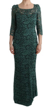 Green Floral Crystal Ricamo Sheath Dress Dolce & Gabbana