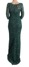 Green Floral Crystal Ricamo Sheath Dress Dolce & Gabbana