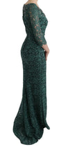 Green Floral Crystal Ricamo Sheath Dress Dolce & Gabbana