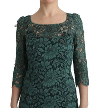 Green Floral Crystal Ricamo Sheath Dress Dolce & Gabbana