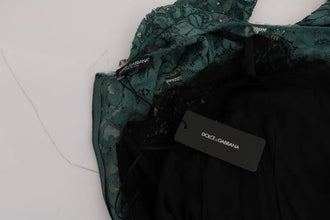 Green Floral Crystal Ricamo Sheath Dress Dolce & Gabbana