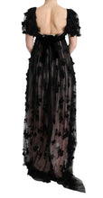 Black Pink Silk Applique Shift Dress Dolce & Gabbana