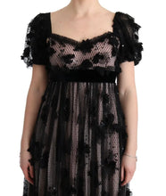 Black Pink Silk Applique Shift Dress Dolce & Gabbana
