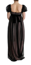 Black Pink Silk Long Shift Dress Dolce & Gabbana