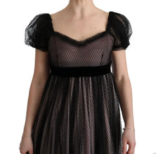 Black Pink Silk Long Shift Dress Dolce & Gabbana