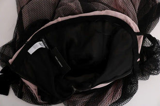 Black Pink Silk Long Shift Dress Dolce & Gabbana