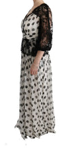 Black White Polka Dotted Floral Dress Dolce & Gabbana