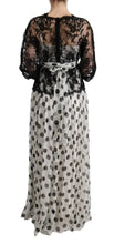 Black White Polka Dotted Floral Dress Dolce & Gabbana