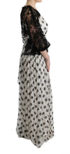 Black White Polka Dotted Floral Dress Dolce & Gabbana