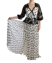 Black White Polka Dotted Floral Dress Dolce & Gabbana