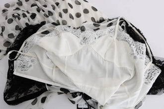 Black White Polka Dotted Floral Dress Dolce & Gabbana