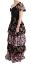 Multicolor Silk Stretch Floral Shift Long Dress Dolce & Gabbana