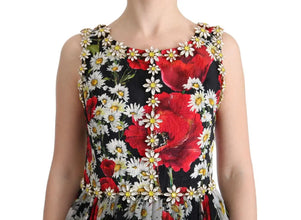 Multicolor Silk Floral Crystal Long Maxi Dress Dolce & Gabbana