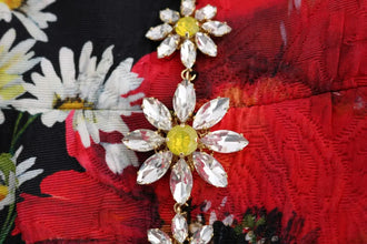 Multicolor Silk Floral Crystal Long Maxi Dress Dolce & Gabbana