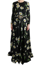 Multicolor Silk Sunflower Print Long Maxi Dress Dolce & Gabbana
