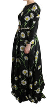 Multicolor Silk Sunflower Print Long Maxi Dress Dolce & Gabbana