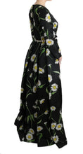 Multicolor Silk Sunflower Print Long Maxi Dress Dolce & Gabbana
