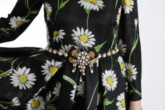 Multicolor Silk Sunflower Print Long Maxi Dress Dolce & Gabbana