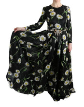 Multicolor Silk Sunflower Print Long Maxi Dress Dolce & Gabbana