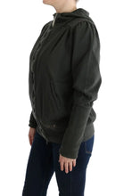 Gray Top Hooded Cotton Zipper Sweater Exte