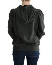 Gray Top Hooded Cotton Zipper Sweater Exte