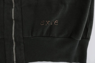 Gray Top Hooded Cotton Zipper Sweater Exte